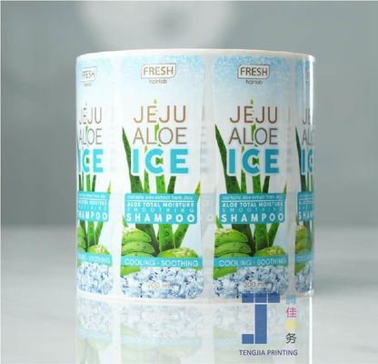 Etichette di bottiglie di shampoo e balsamo stampate in ofset